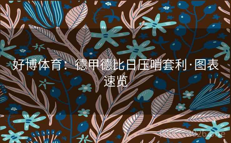 好博体育：德甲德比日压哨套利·图表速览