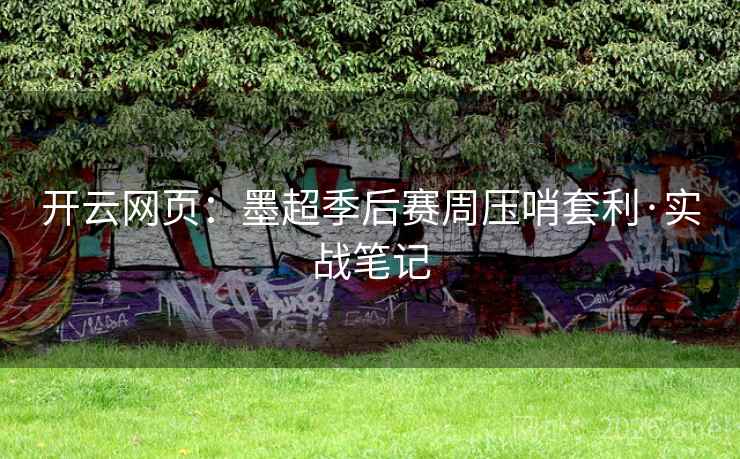 开云网页：墨超季后赛周压哨套利·实战笔记