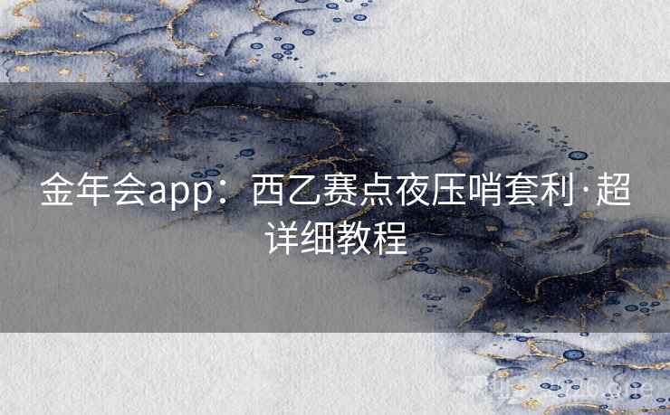 金年会app：西乙赛点夜压哨套利·超详细教程